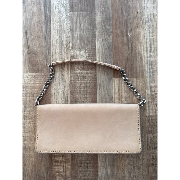 Women's Y2K Ann Taylor Chain Link Suede Shoulder Top Handle Bag in Blush - Picture 1 of 4